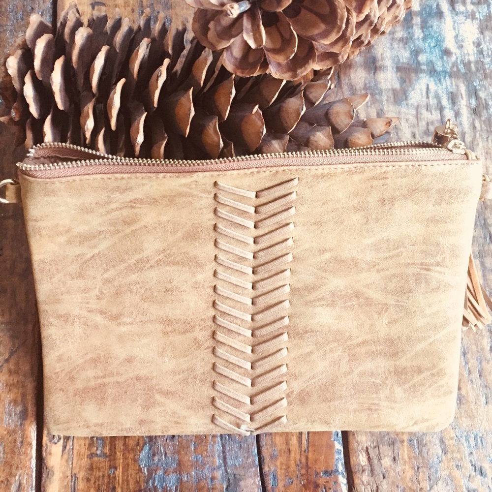 Vegan Chevron Clutch with Straps